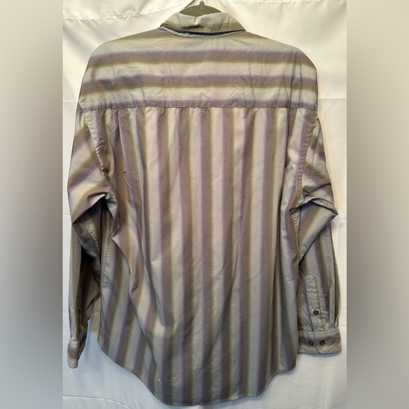 Wimbledon Men's Oxford Button Down Long Sleeve Shirt Size L Green Purple Ivory - Picture 6 of 8